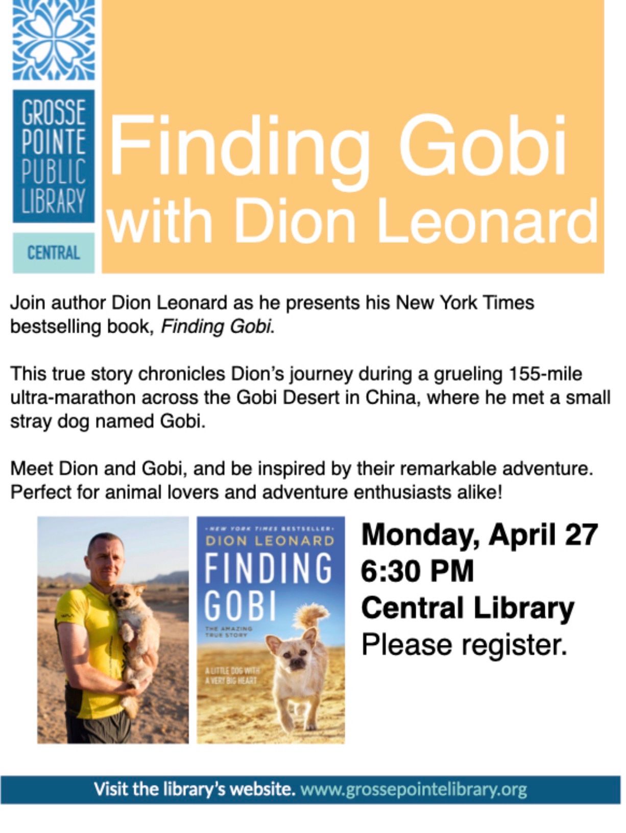 Dion Leonard, Finding Gobi, Gobi the Dog, New York Times Bestseller, Author, Speaking Event