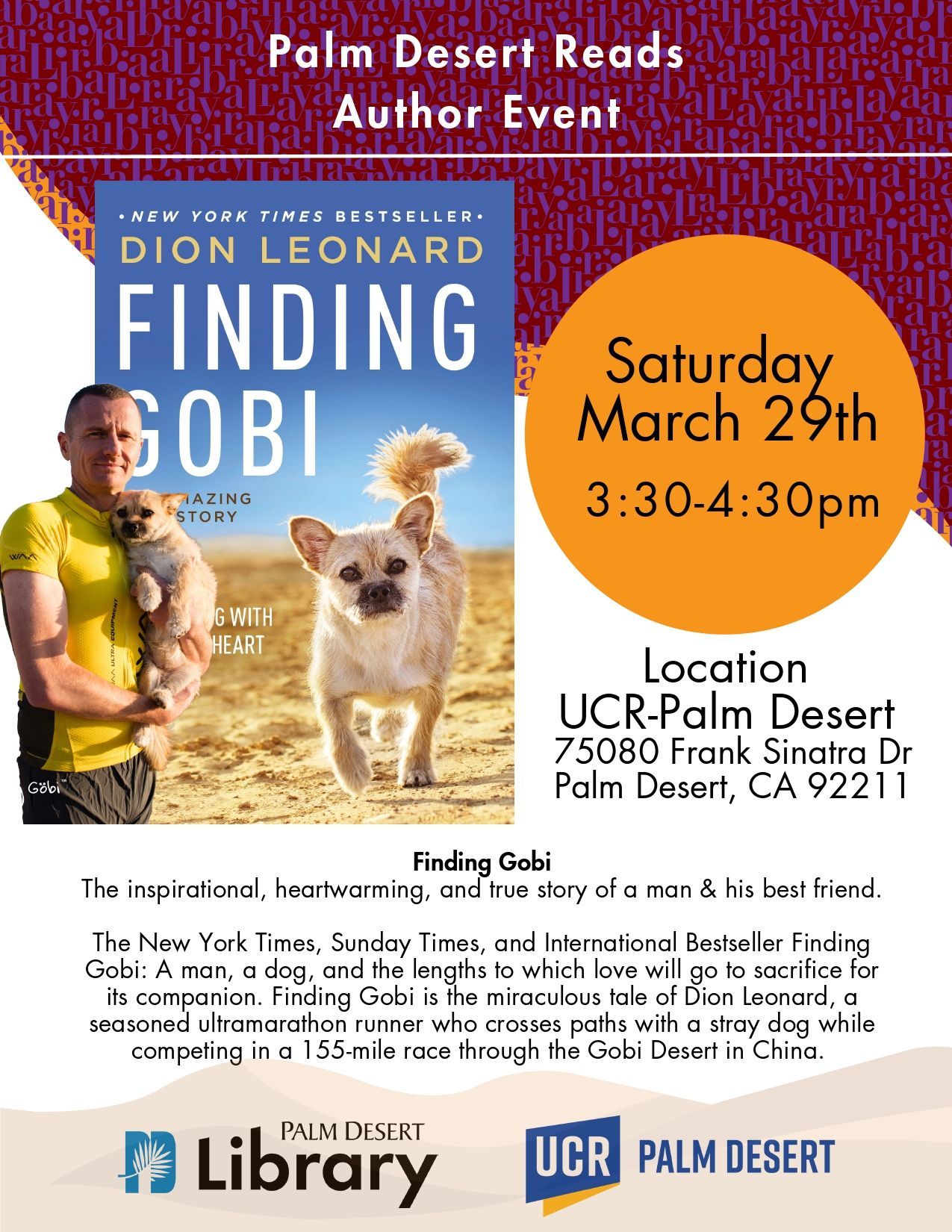 Dion Leonard, Finding Gobi, Gobi the Dog, New York Times Bestseller, Author, Speaking Event