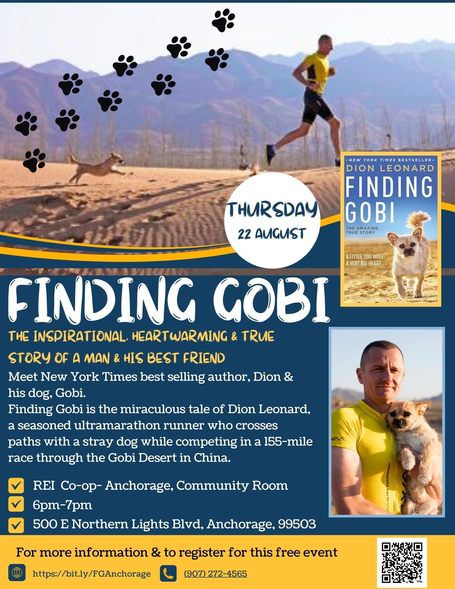 Dion Leonard, Finding Gobi,  New York Times Bestseller, Author Visit, Gobi the Dog, China, Ultra Marathon Runner