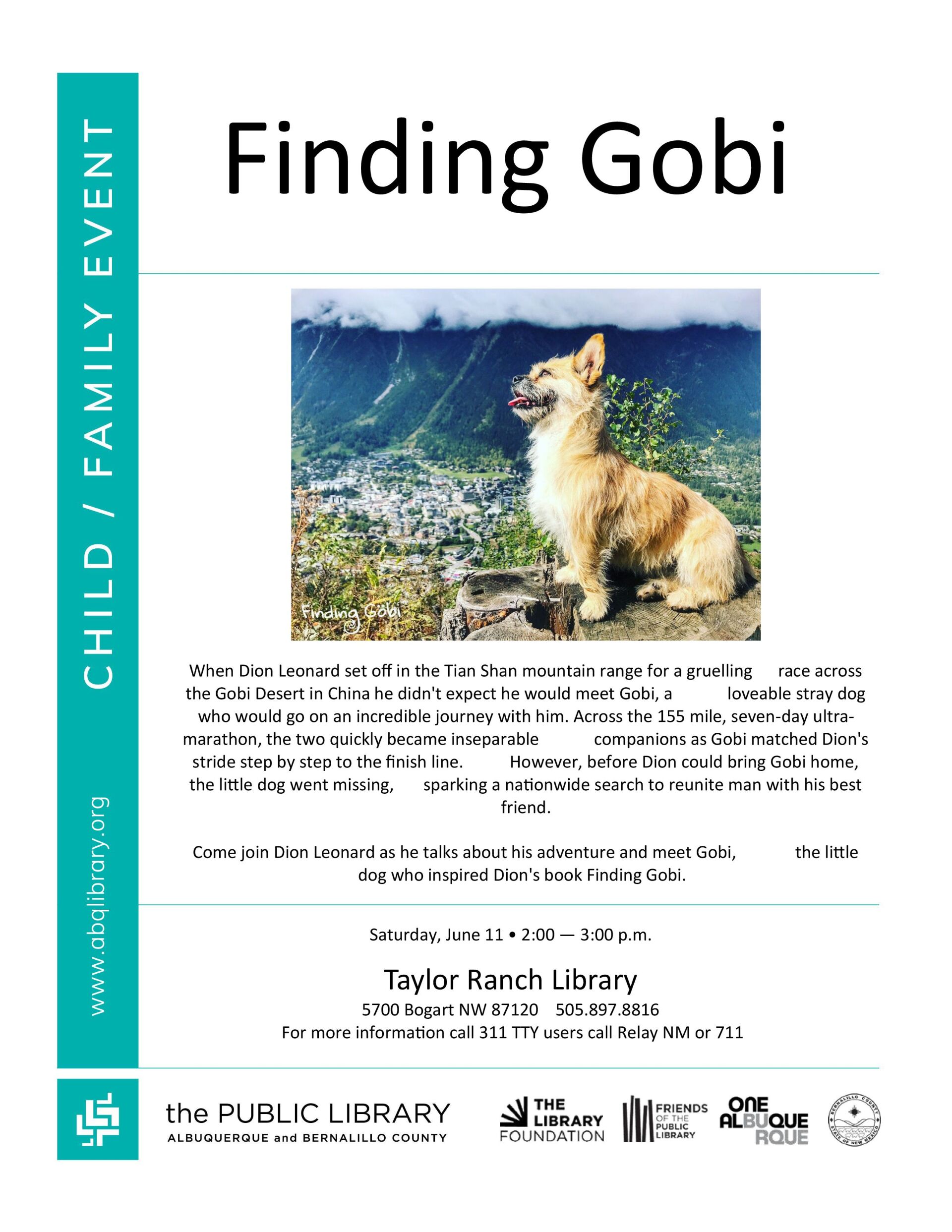 Author Visit, Library Event, New York Times Bestseller, Dion Leonard, Finding Gobi, Gobi the Dog