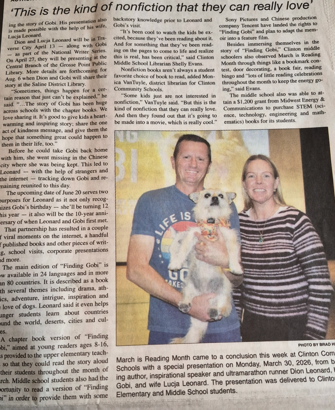 Dion Leonard, Finding Gobi, Gobi the Dog, New York Times Bestseller, Author, Speaking Event
