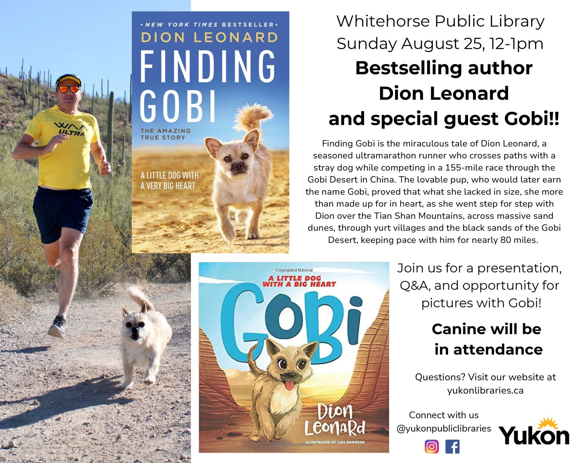 Dion Leonard, Finding Gobi,  New York Times Bestseller, Author Visit, Gobi the Dog, China, Ultra Marathon Runner