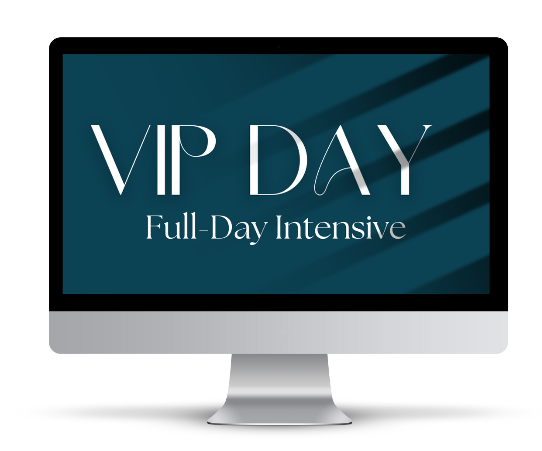 A computer screen with the words vip day full day intensive on it