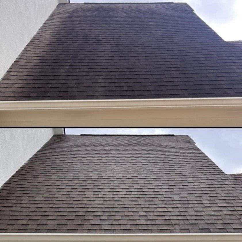 Before and After Picture of a Roof of House Cleaned - Mount Washington, KY - God’s Country Outdoor Services