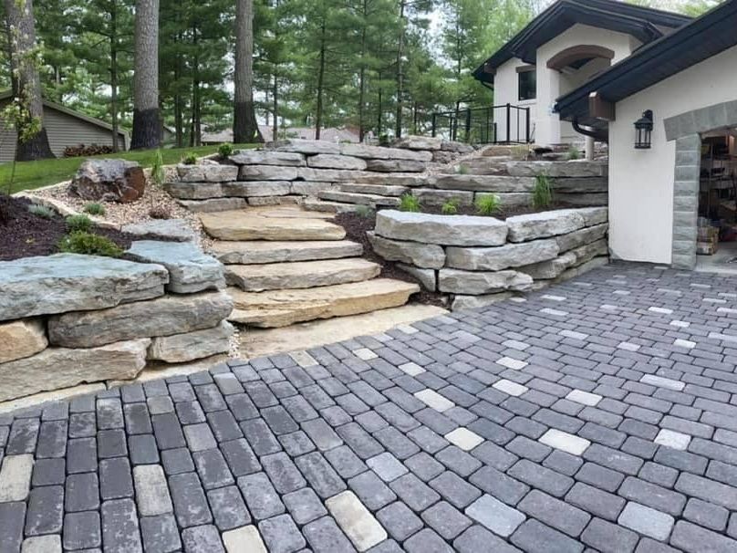 A Stone Wall and Stairs  - Mount Washington, KY - God’s Country Outdoor Services 