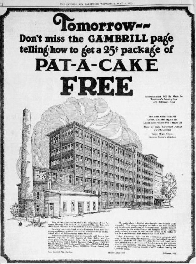 Vintage black-and-white ad for PAT-A-CAKE bread, promoting a free 25¢ package on “Tomorrow” magazine page.