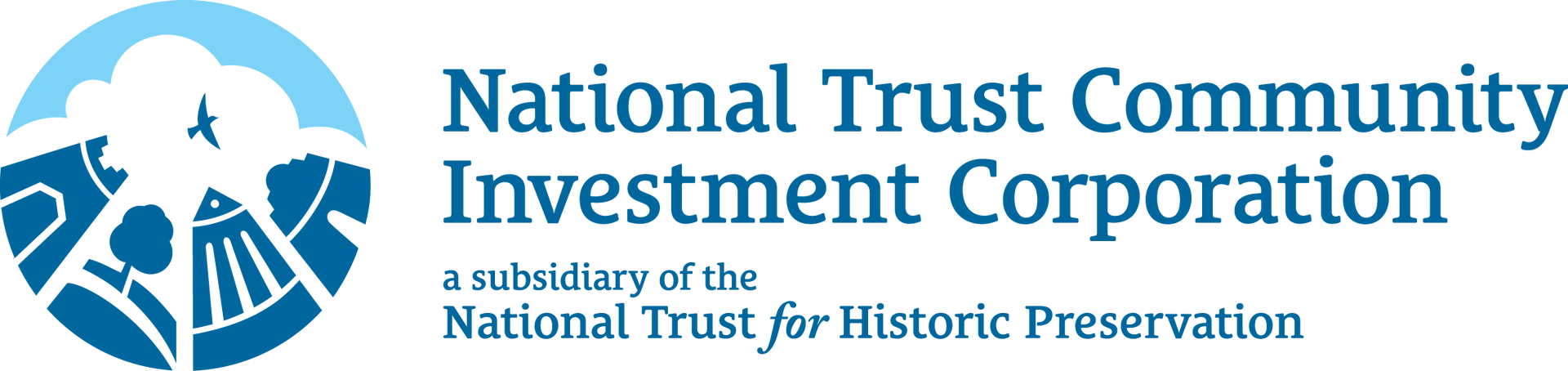 National Trust Community Investment Corporation logo with blue text and a circular emblem of people around a tree