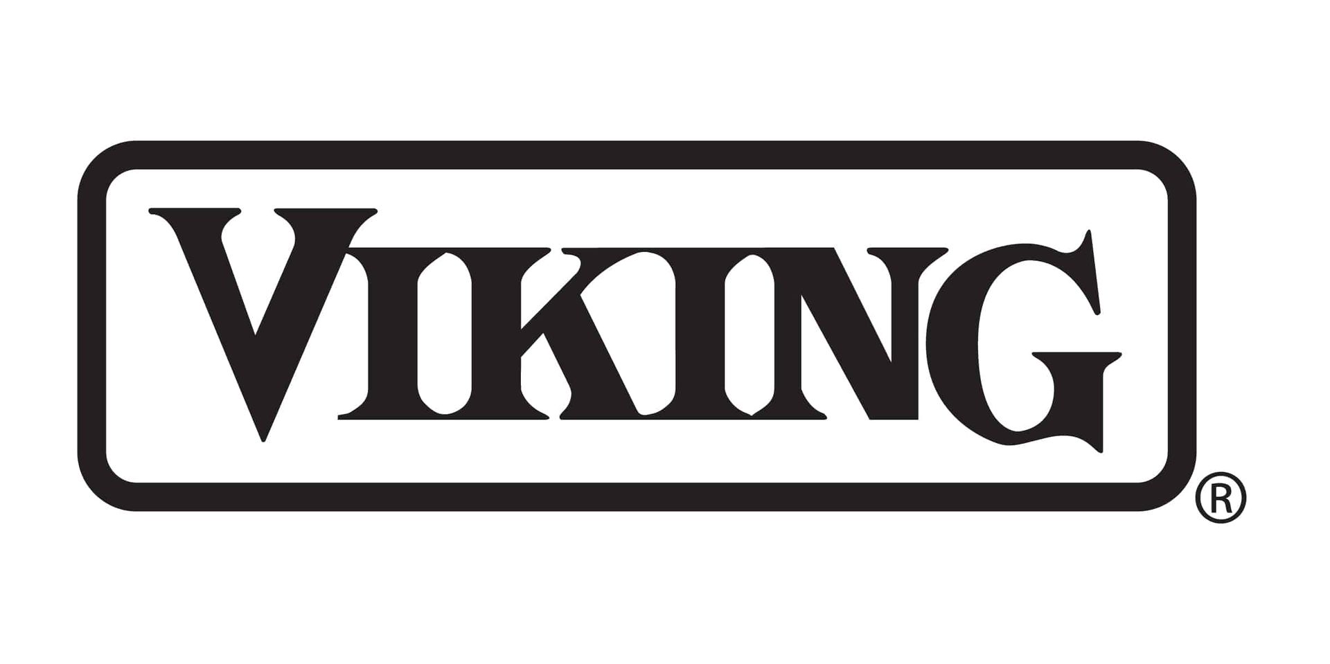 Viking logo in black text within a black-bordered rectangle.