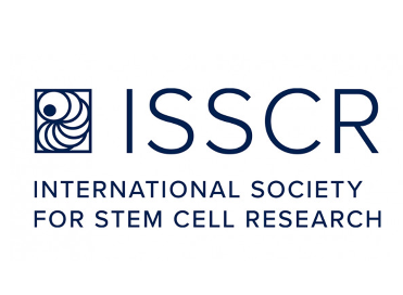 Logo of the International Society for Stem Cell Research. Blue text and emblem.