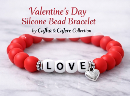 Valentine’s Day LOVE Silicone Bead Bracelet | CaJha & CaJere Collection