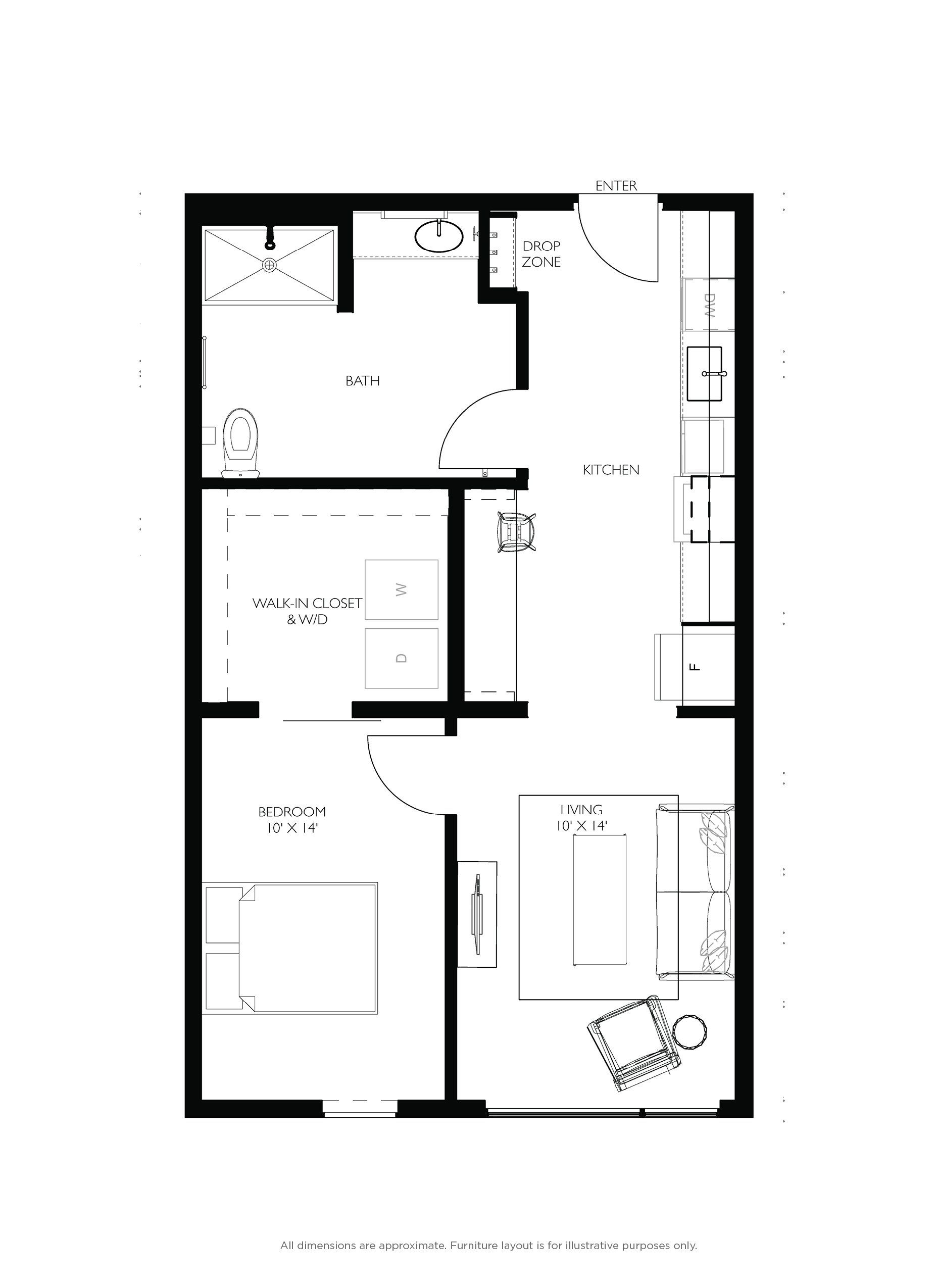 1 bed floorplan - a4 4