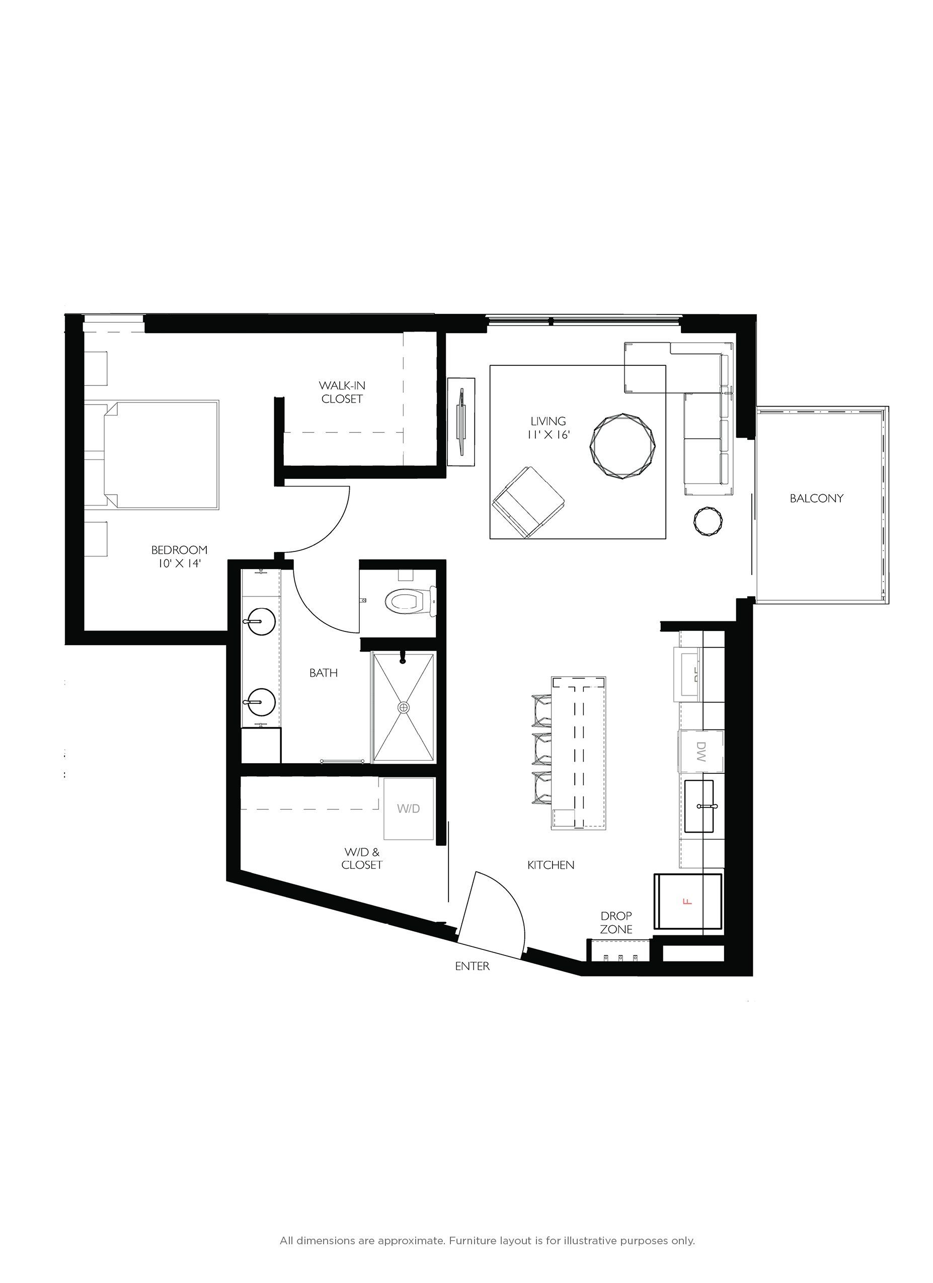 1 bed floorplan - a12 2