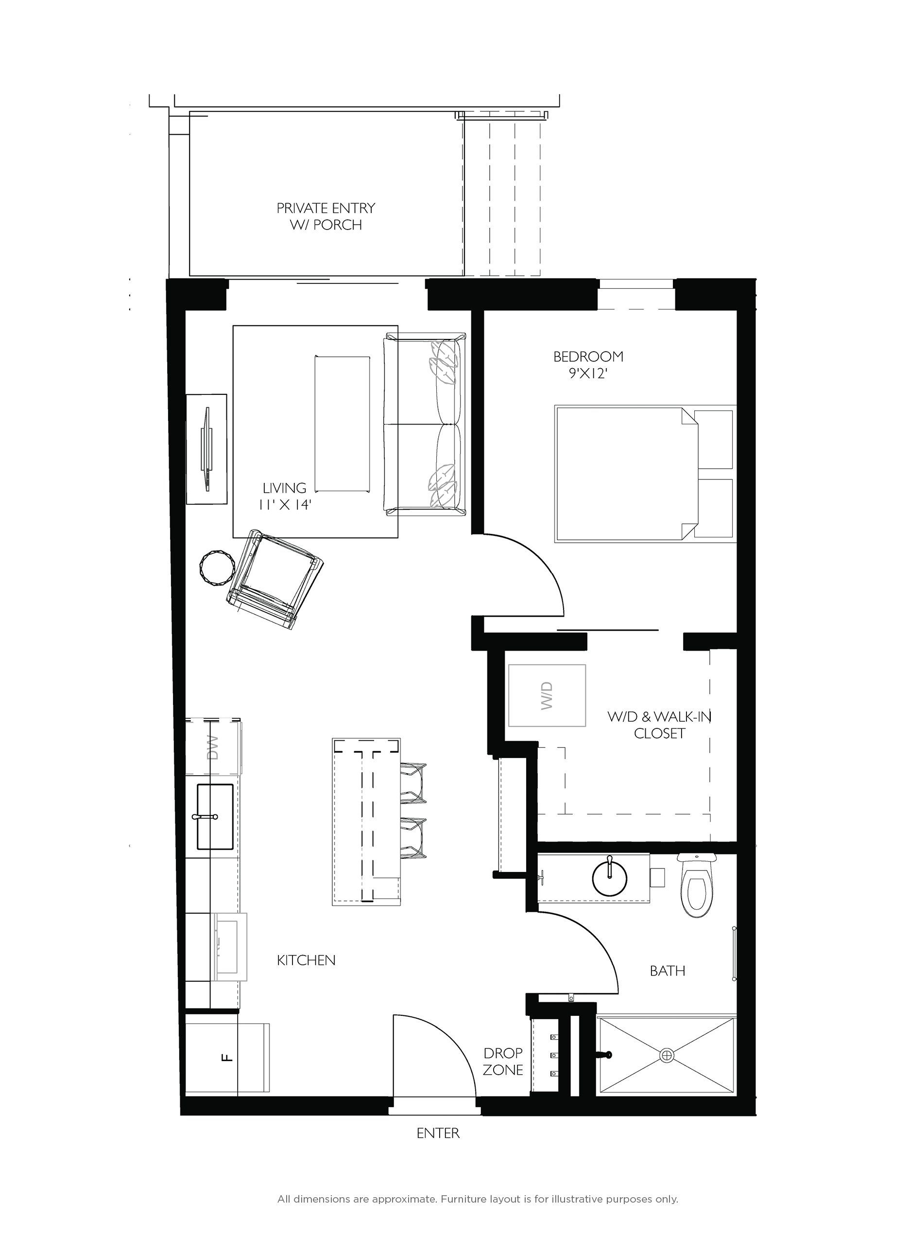1 bed floorplan - a2 2