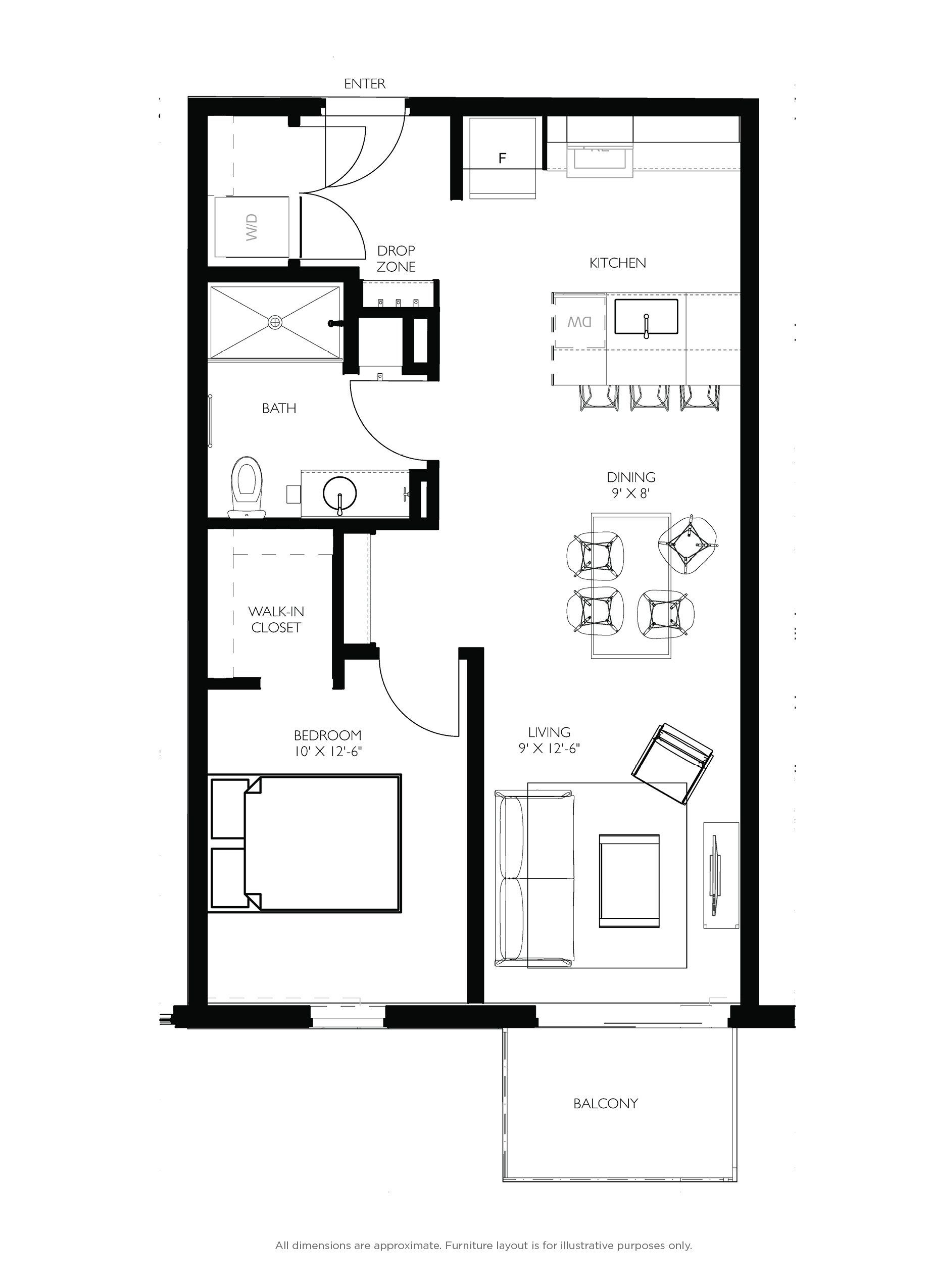 1 bed floorplan - a4 2