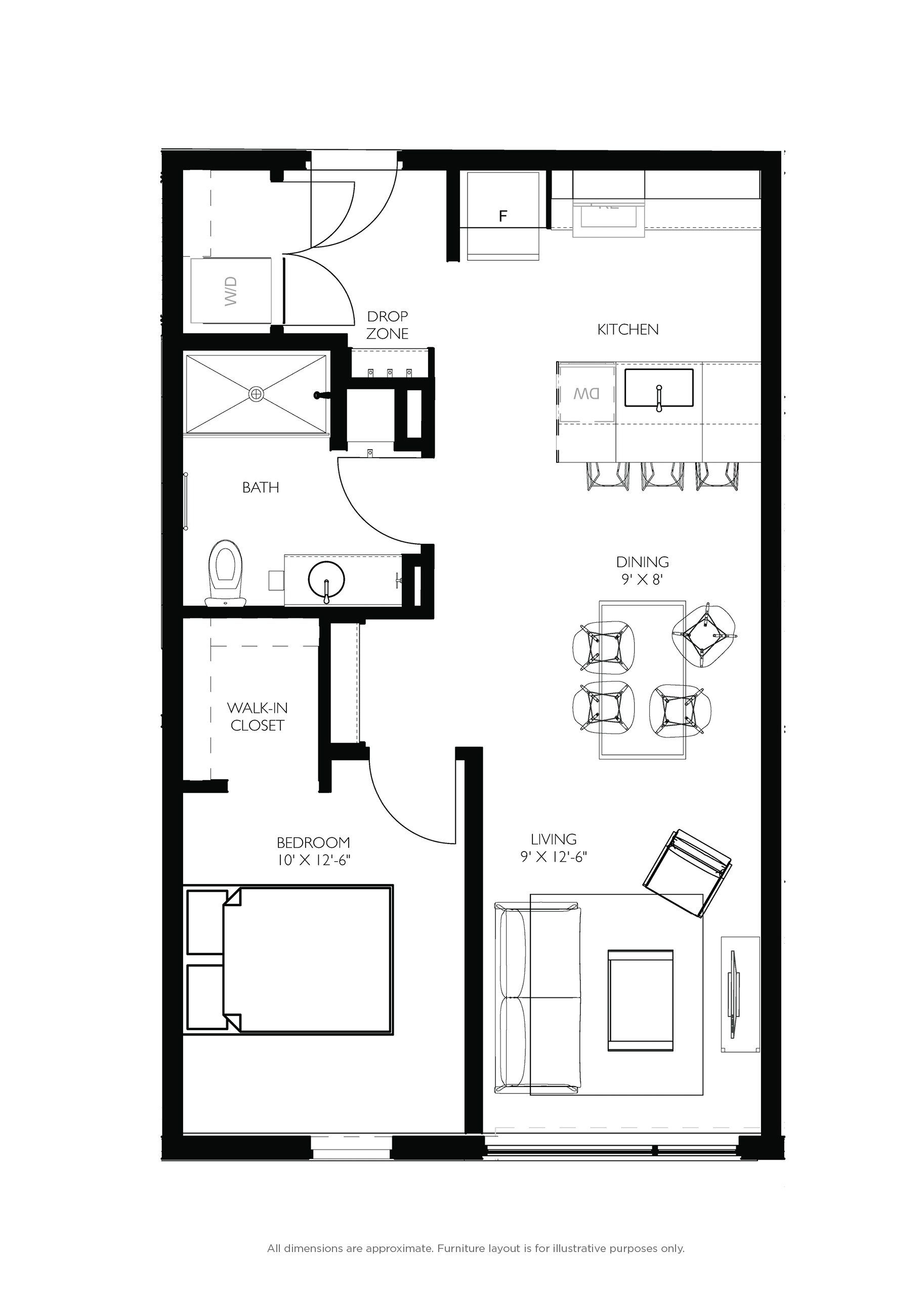1 bed floorplan - a4