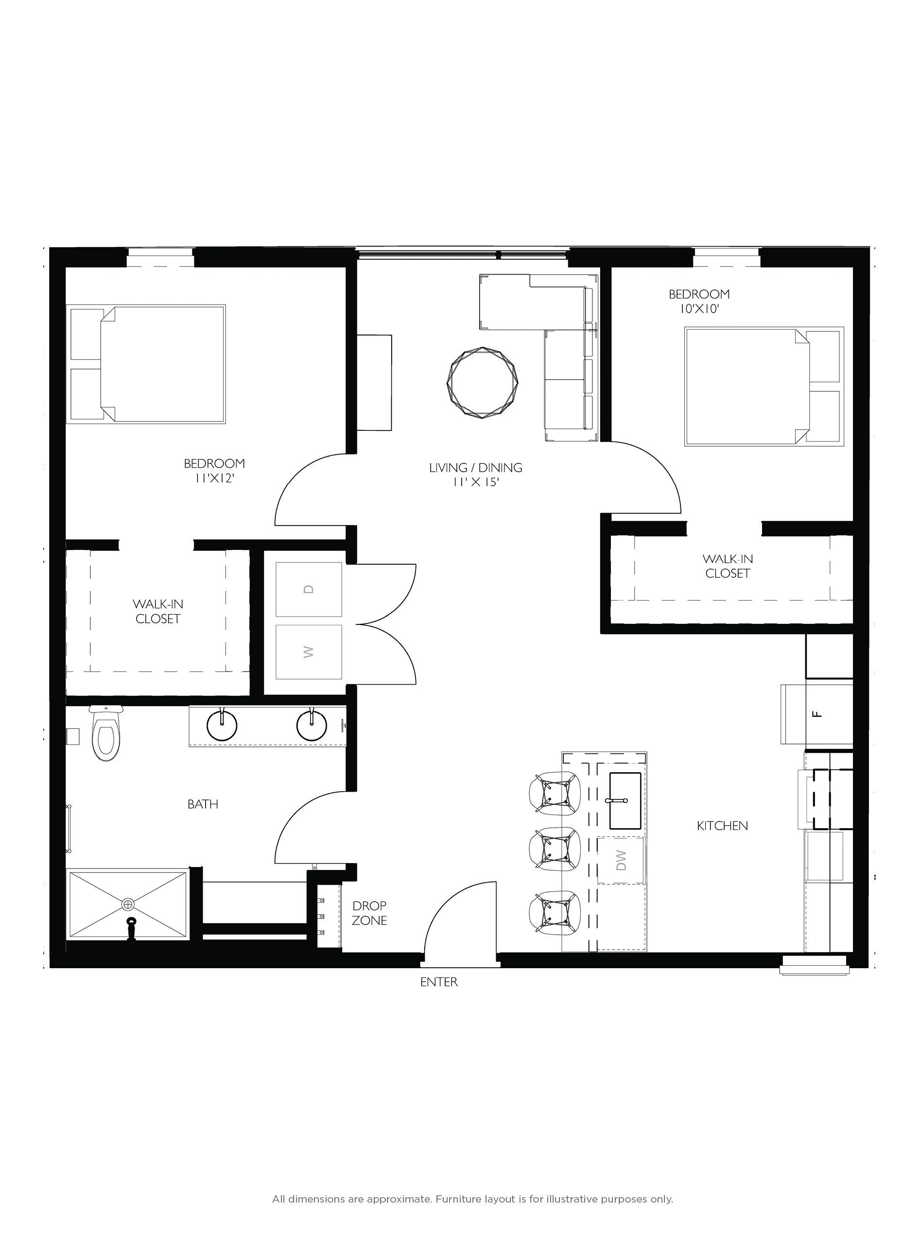 2 bed floorplan - b10