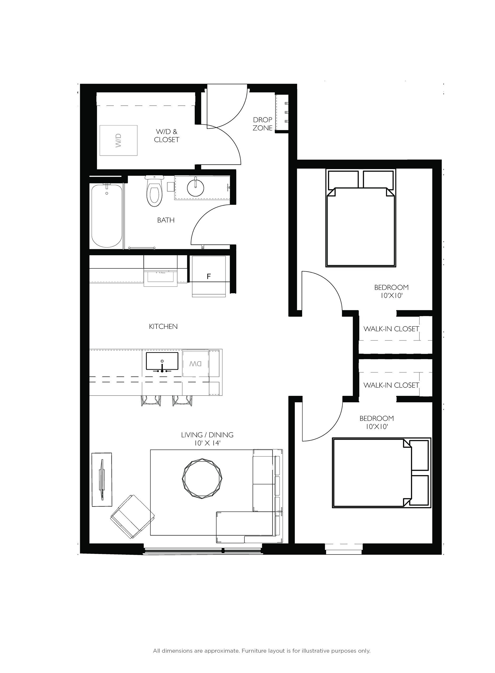 2 bed floorplan - b12