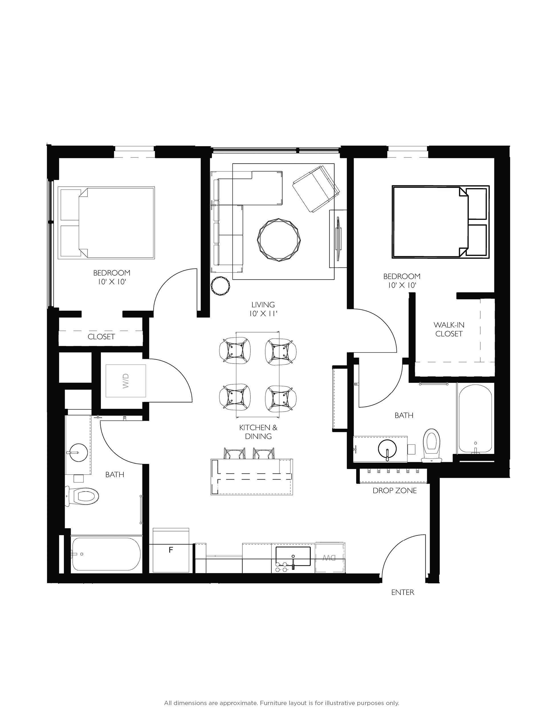 2 bed floorplan - b13