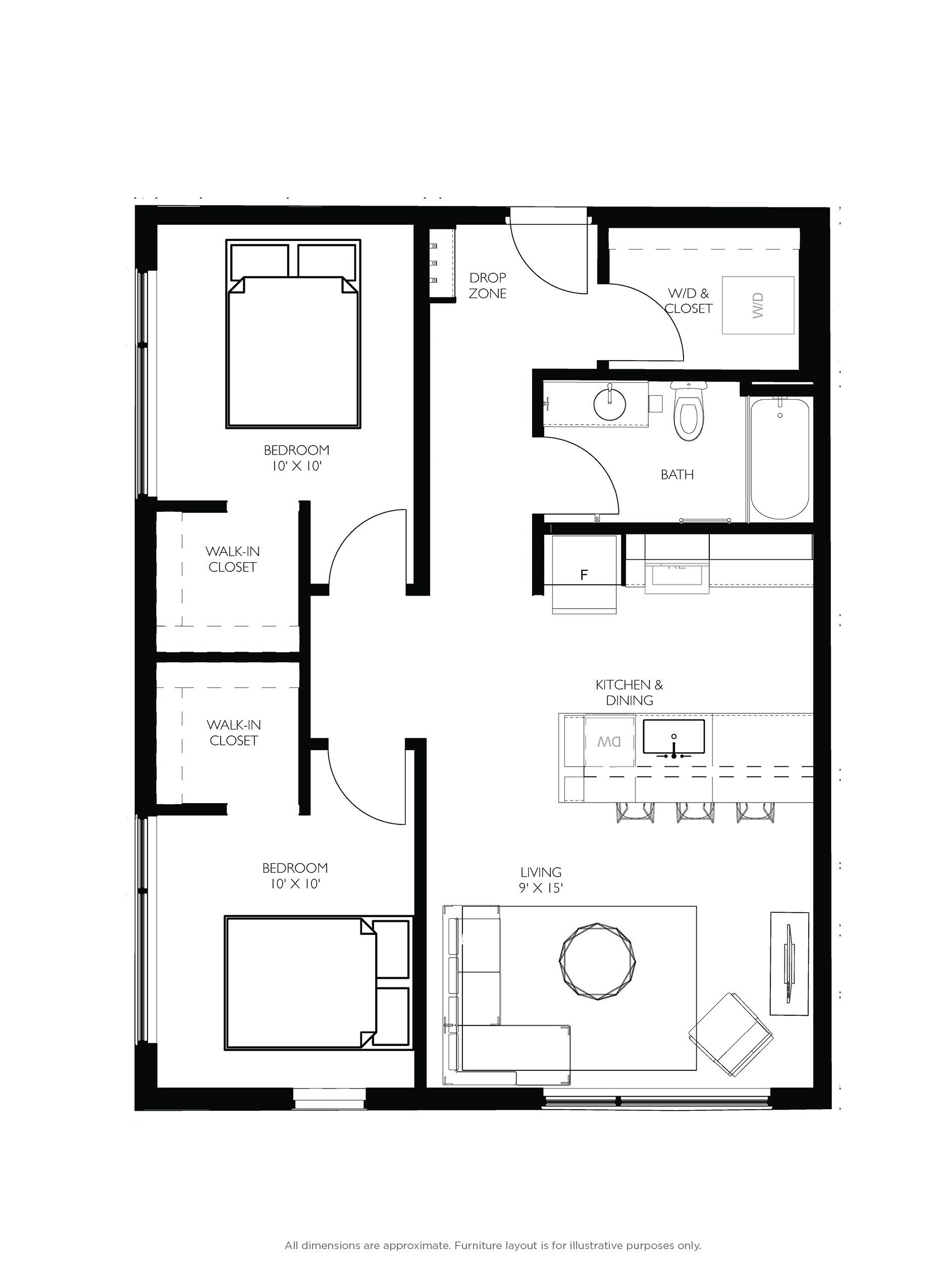 2 bed floorplan - b14