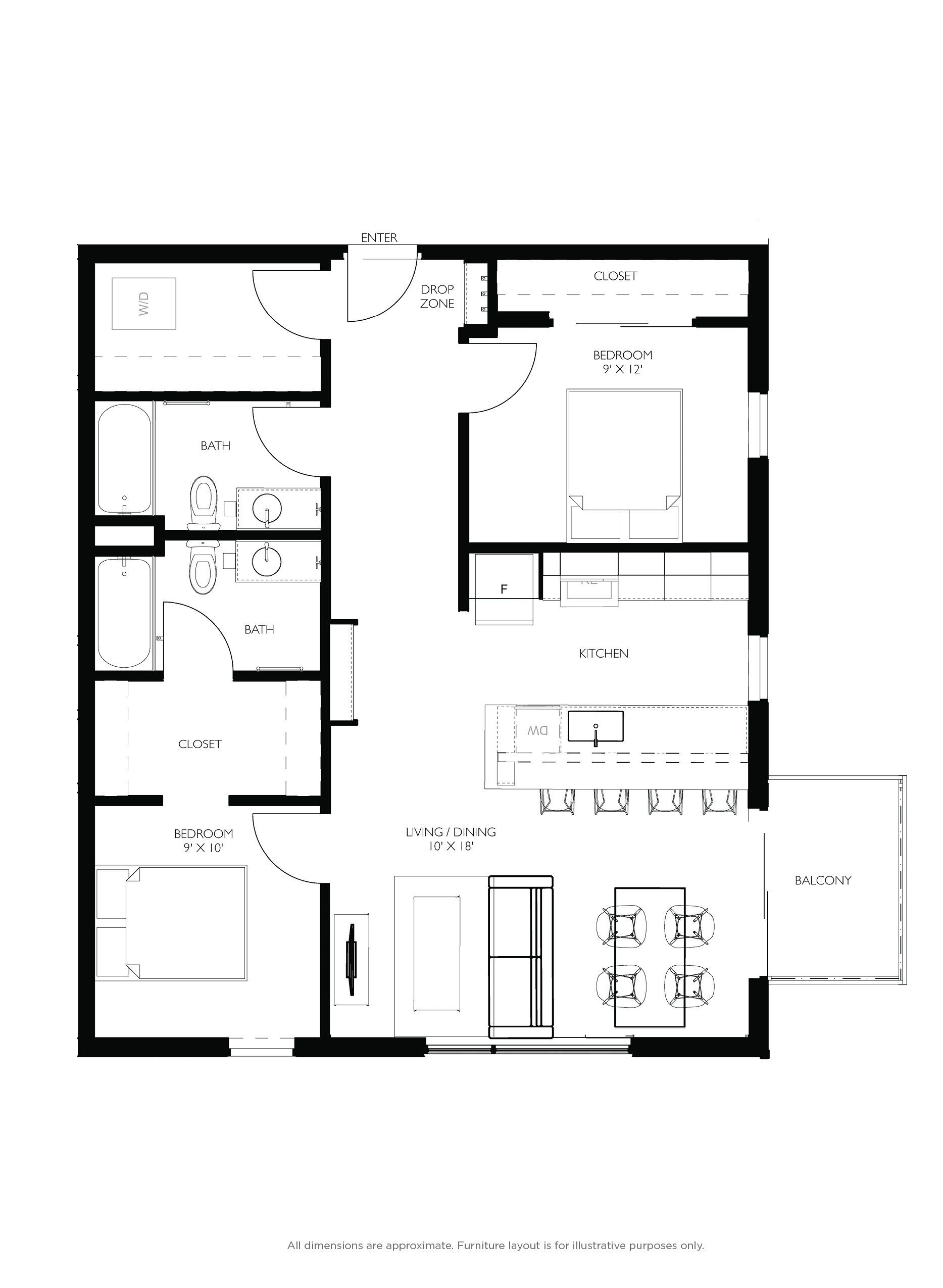2 bed floorplan - b16 2