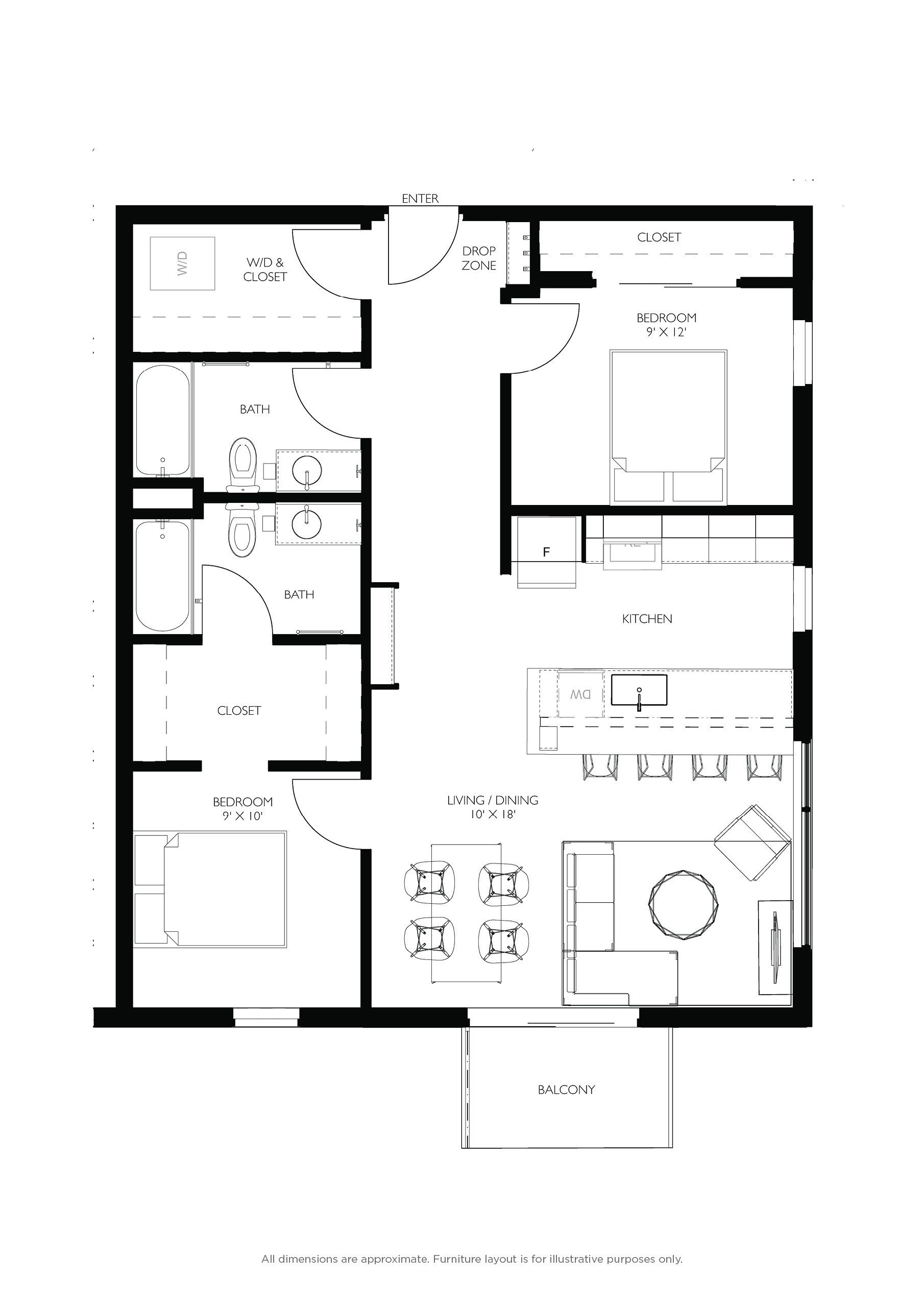 2 bed floorplan - b16
