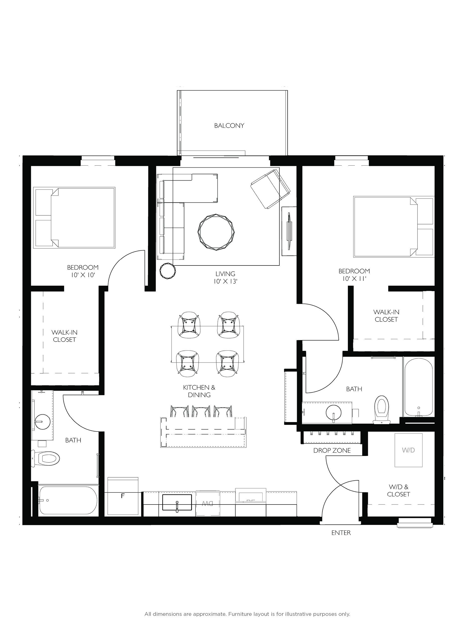 2 bed floorplan - b18
