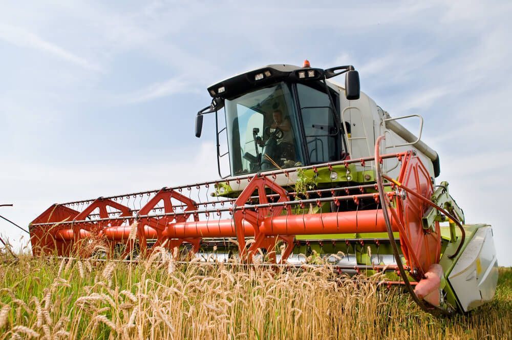 A Combine Harvester Is Cutting Wheat in A Field — Parkes Machinery Services PTY LTD in West Wyalong, NSW