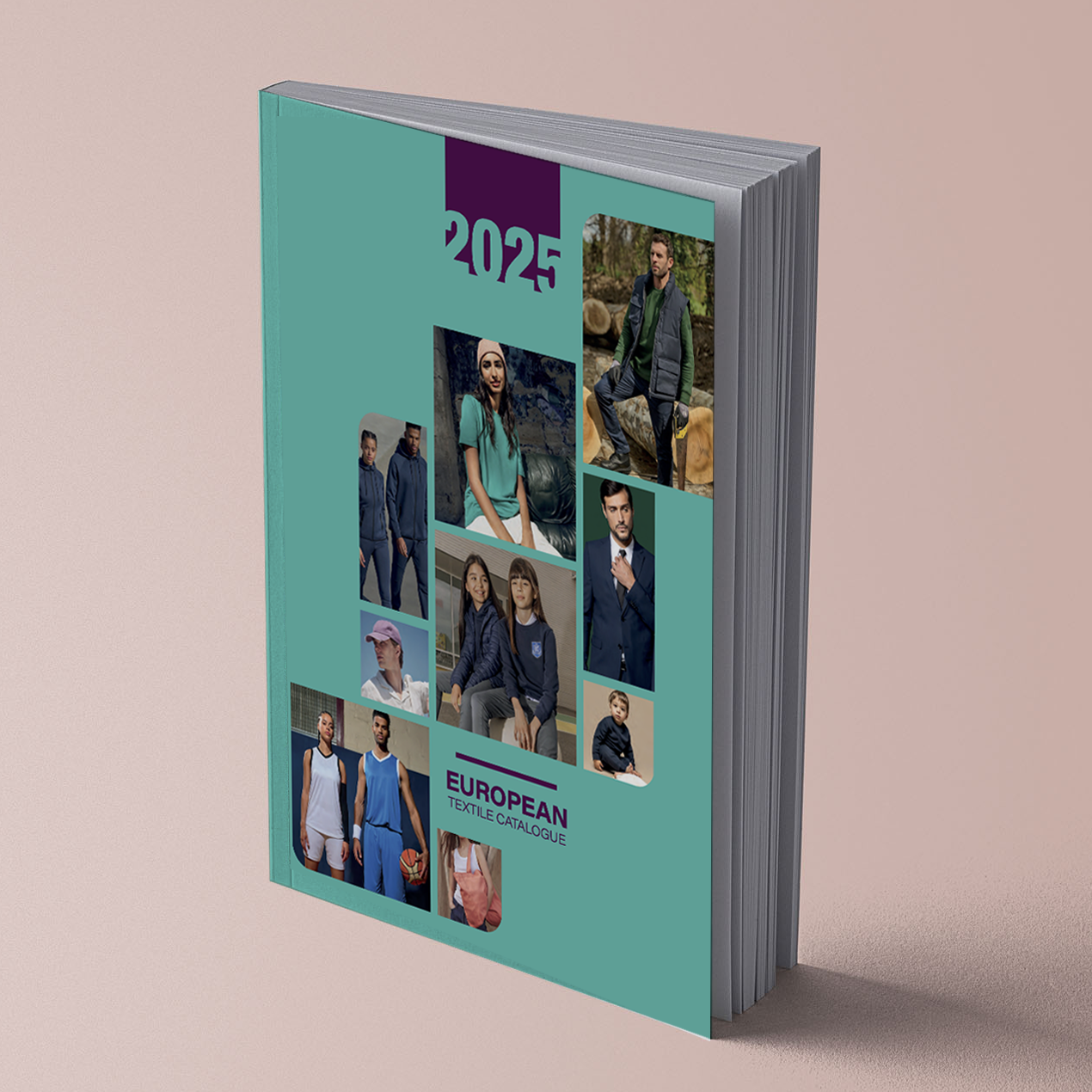 Couverture du catalogue sur fond bleu avec photos de personnages.  « Parti et histoire européens » avec « 2025 » en violet.