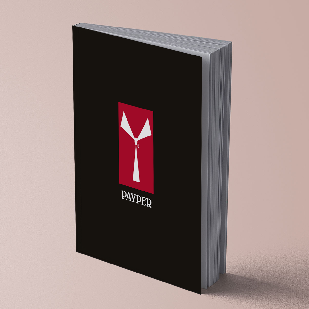 Un livre noir avec un logo rouge sur lequel est écrit « PAYPER ». Le texte « Voir le catalogue » se trouve en dessous.