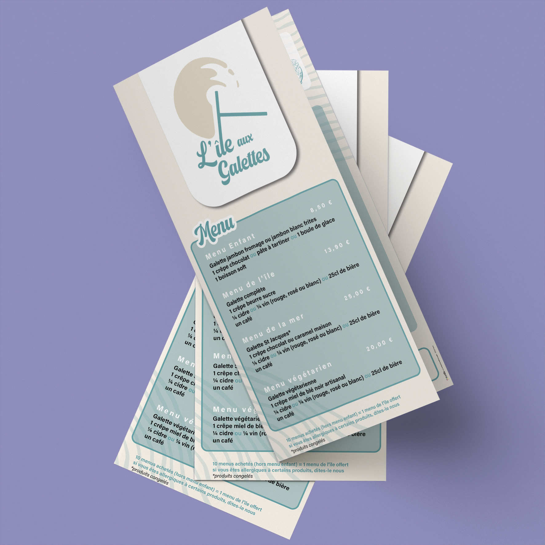 Pile de menus du restaurant 