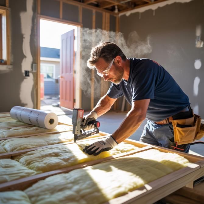 A man with vest working on insulation