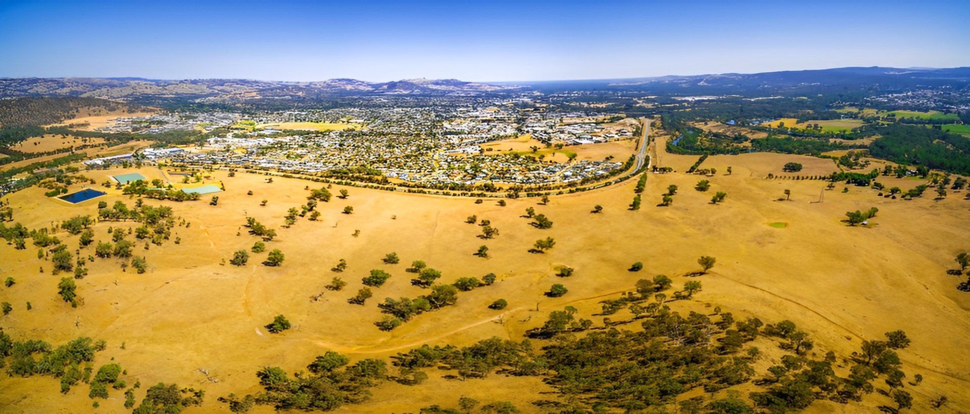 Aerial Panoramic Landscape Of Wodonga — Custom Blinds in Wodonga, NSW