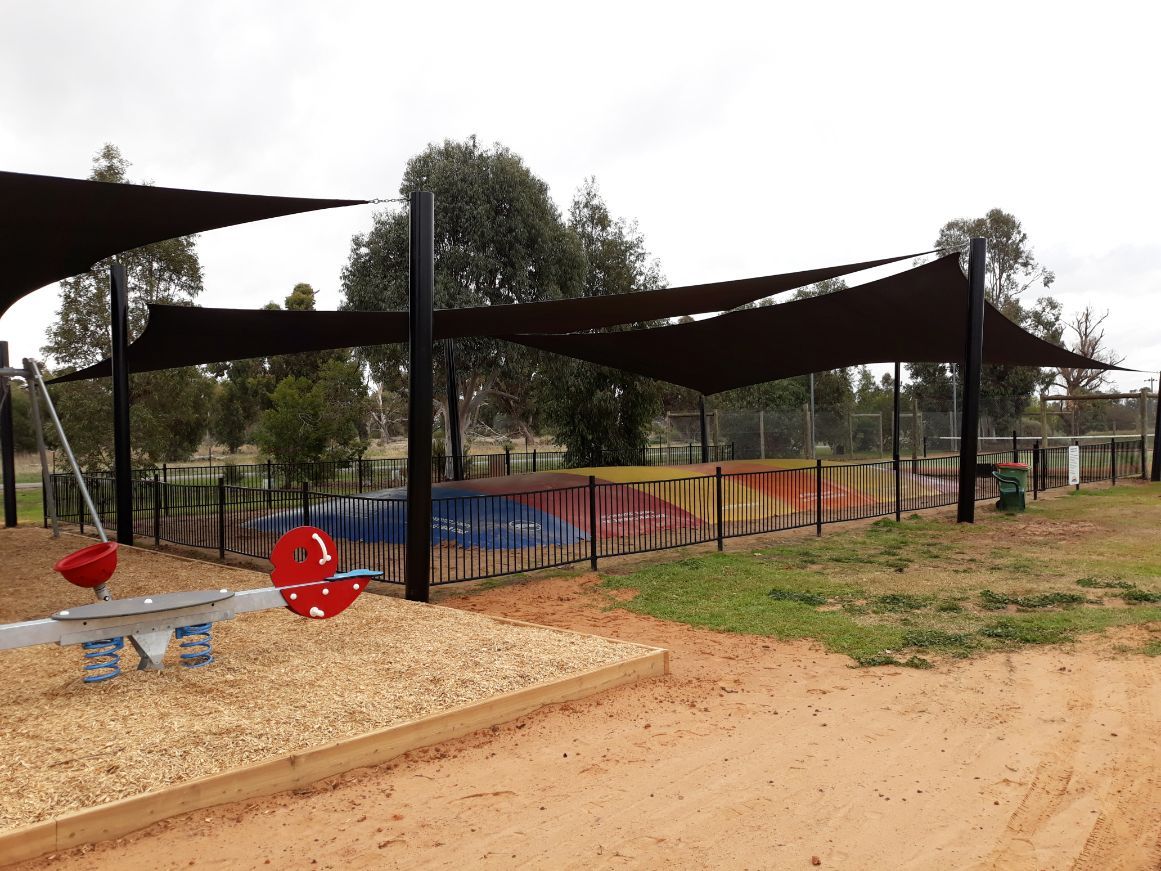 Black Shade Sails On A Play Area — Custom Blinds in Yarrawonga, NSW