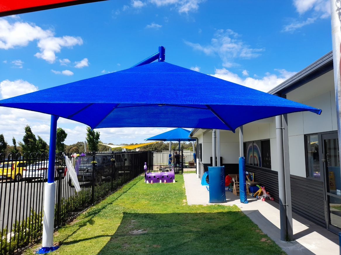 Blue Cantilever Umbrella — Custom Blinds in Wangaratta, NSW