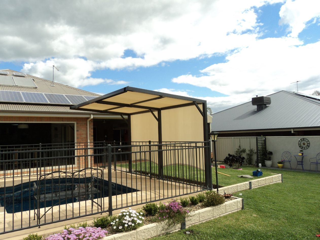 Cantilever Shade Structures Near The Pool — Custom Blinds in the Albury Region, NSW