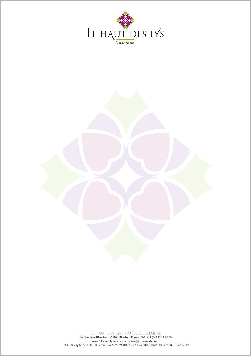Entête de lettre de l'hôtel le Haut des Lys