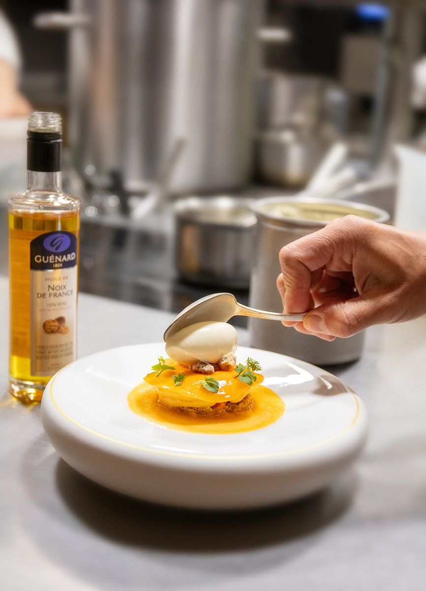 Sucrine du Berry avec huile Guénard préparé par le chef Christophe Hay