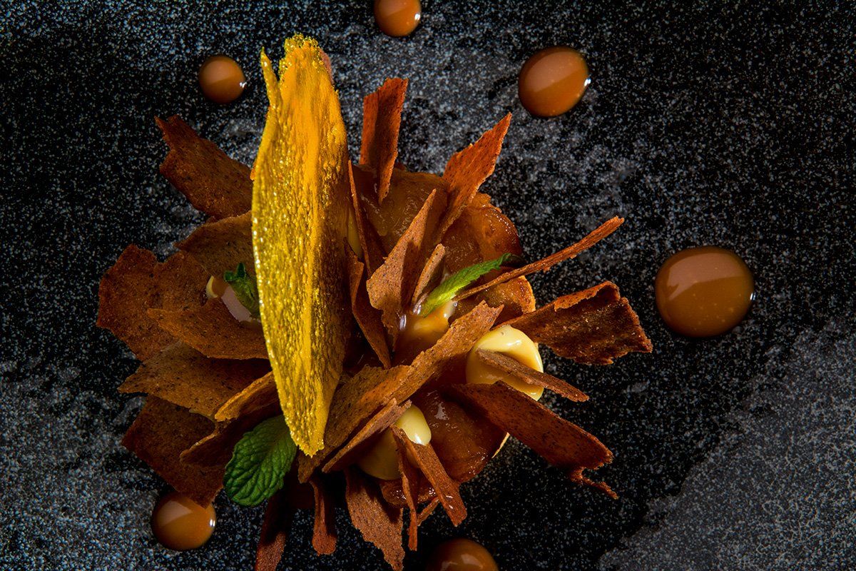 Dessert pomme caramel restaurant auberge Pomme Poire