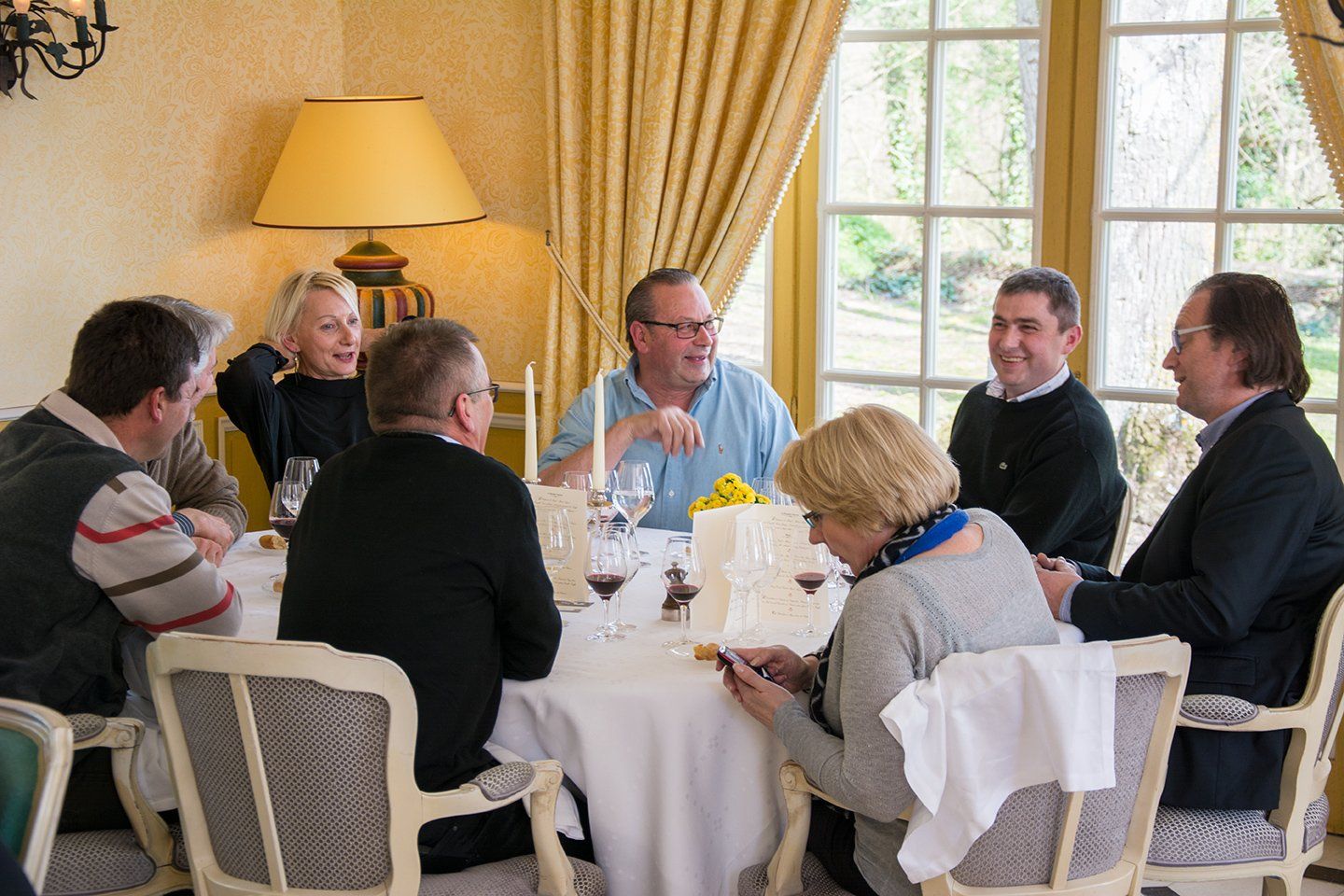 Repas - journée presse au château de Noirieux - viande maturée Maine Anjou Adema - invités