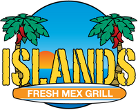 a logo for islands fresh mex grill with palm trees in wilmington nc