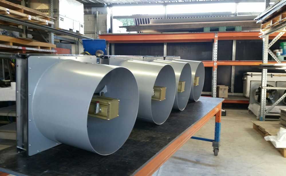 High speed engine room fans being built for the NSW Police boats.
