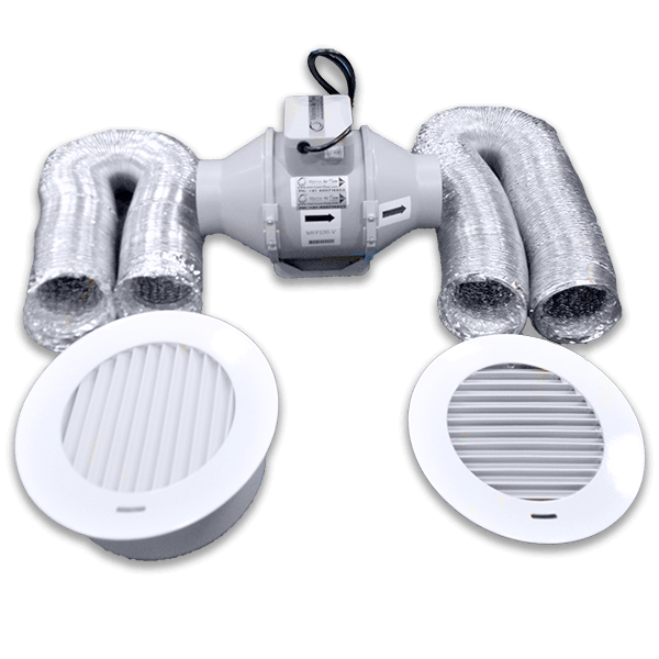 Mixed flow fan system for small void spaces