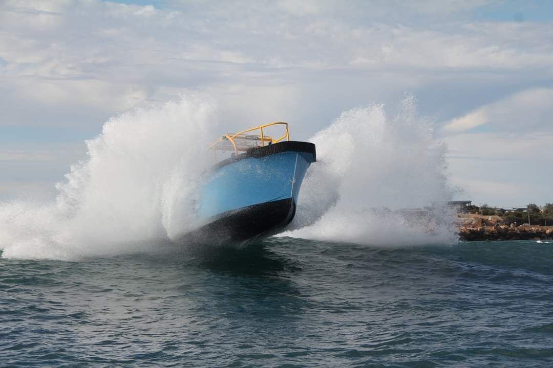 The Nelson Point line handling vessel busting through some swell in Western Australia