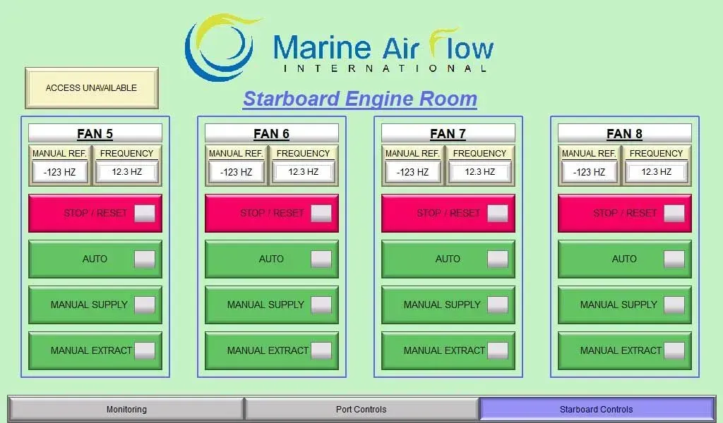 Starboard screen on our Red Lion Air-On-Demand controller