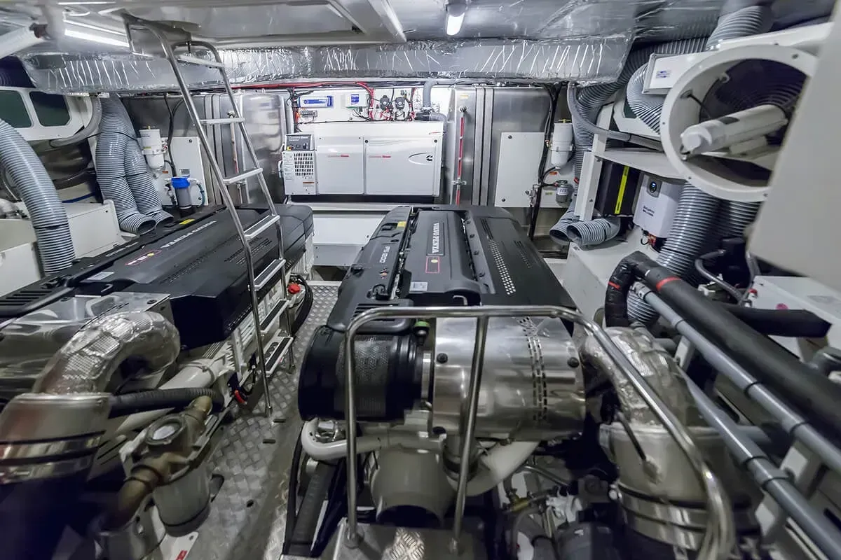 The engine room of a Yacht with good quality ventilation equipment.