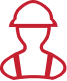 Red outline of a person wearing a hard hat, with suspenders, suggesting a construction worker.