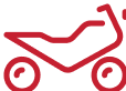 Red line drawing of a motorcycle, side view.