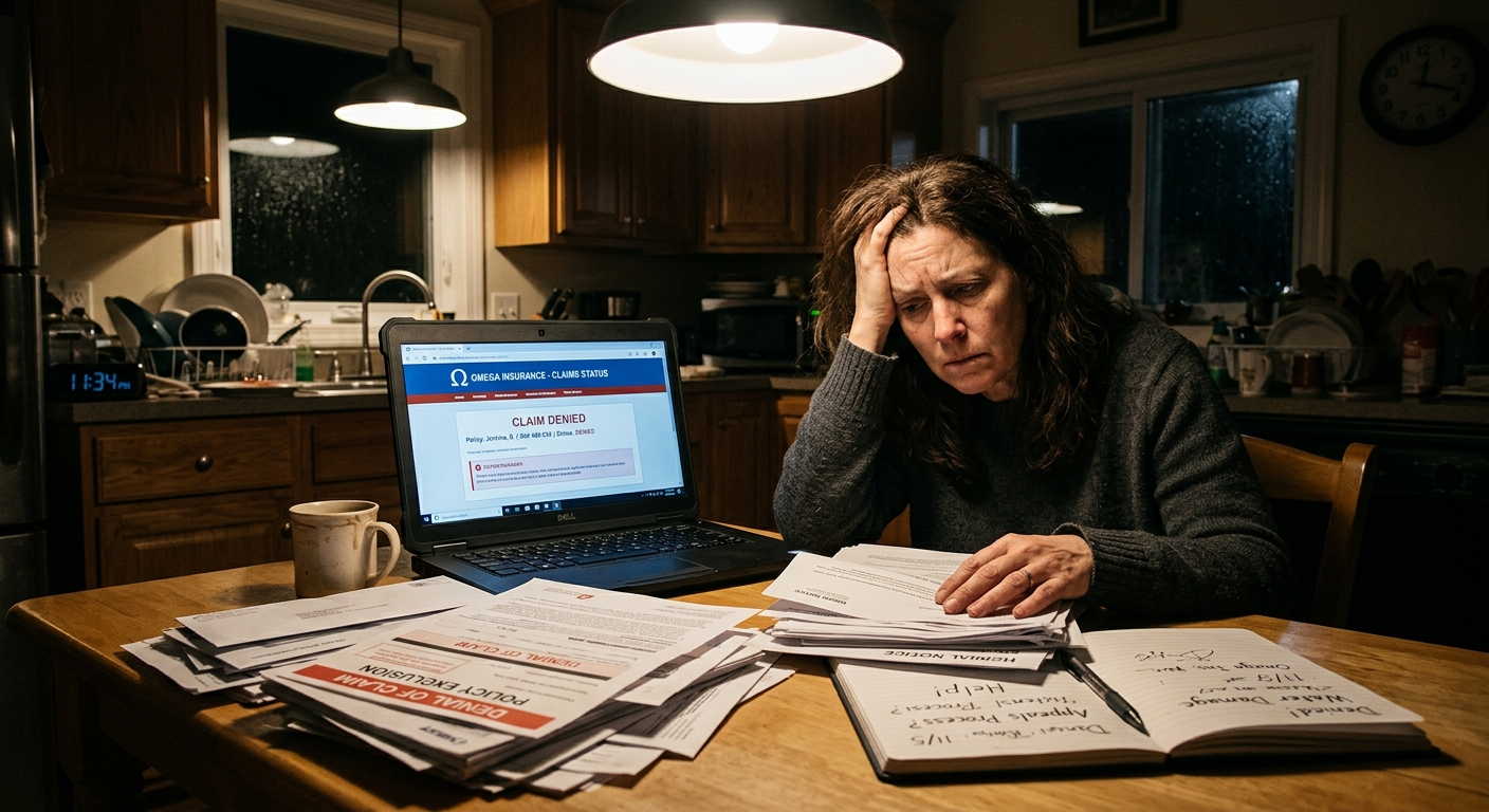 Texas home with storm clouds overhead and a roof showing hail damage, representing homeowners insurance risks in Texas