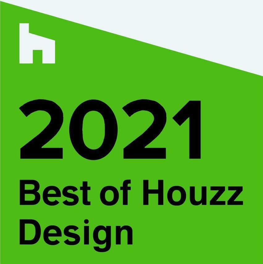 A green sign that says `` best of houzz design ''