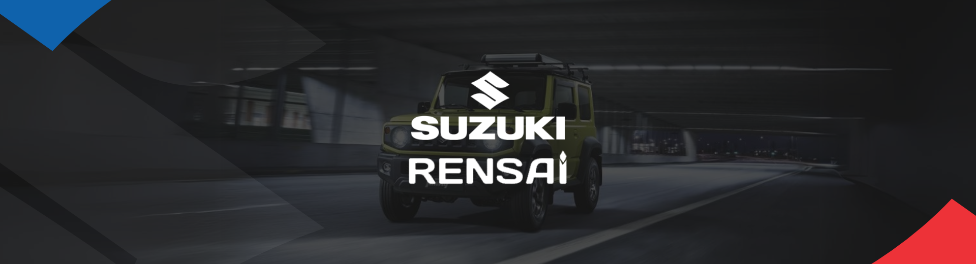 Um logotipo suzuki rensai é exibido em um fundo preto.
